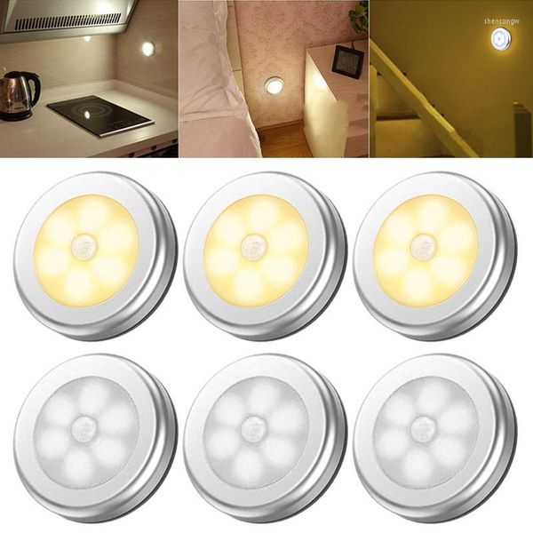 Veilleuses 3 pièces 6 LED capteur de mouvement lumière alimenté par batterie pour placard armoire murale cuisine chambre lampe cadeau intérieur décor à la maison