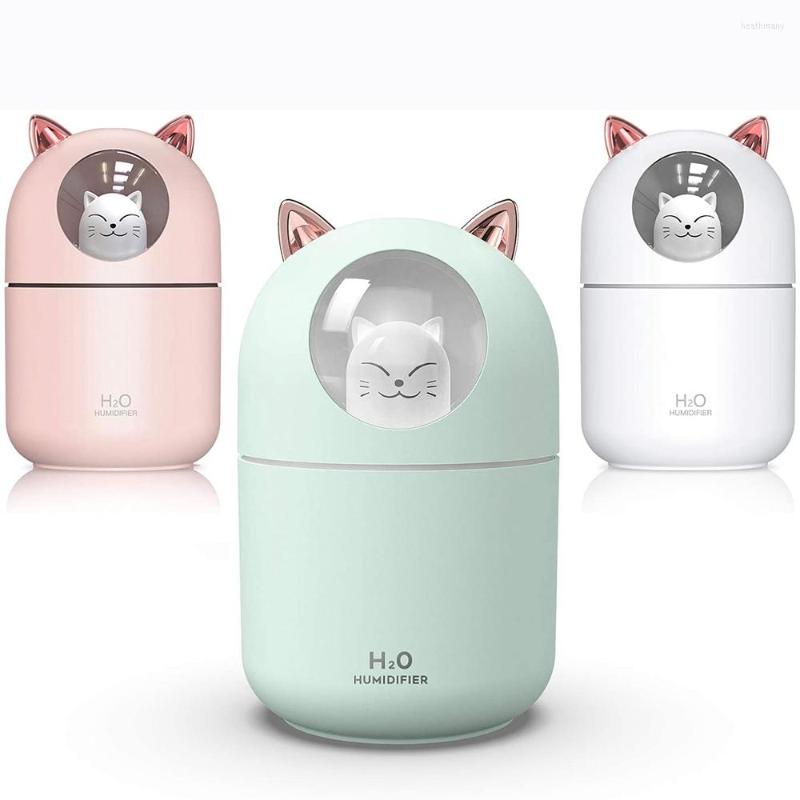 Night Lights 300ML Ultrasonic Cool Mist Air Humidifier For Bedroom Mini Cute With LED Atmosphere Light DC5V