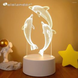 Nachtverlichting 3D Acryl USB Led Light Animal Series Figuur Nachtlampje voor kind Kind Slaapkamer Slaapcadeau Home Decor Tafellamp