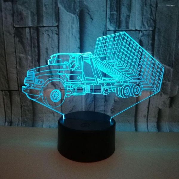 Veilleuses 3D Conteneur Camion Led Lampe 7 Changement de Couleur RVB USB Table Voiture Lumière De Noël Décoratif