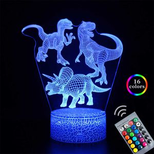 Nachtlichten 3d schattige dinosaurus nachtlicht Kinderled Dino Lamp Mooie USB Acryl bril Tafel Nachtlicht voor kinderen Gift Lamp Slaapkamer Decor P230331