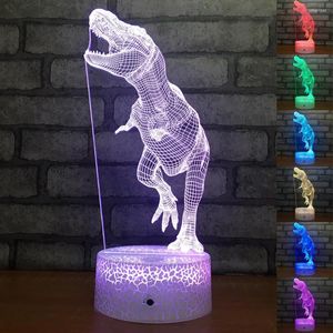 Nachtlichten 3D Dinosaur Led Light Cartoon Animal Lamp USB Desk Table Luminaria Touch/Remte Base Home Decor Kids Toy Cadeau