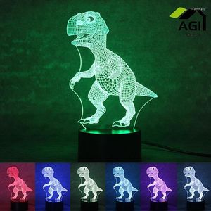 Nachtverlichting 3D Dinosaur Led Light Touch Switch Table Desk Lamp 7 Color speelgoedcadeau