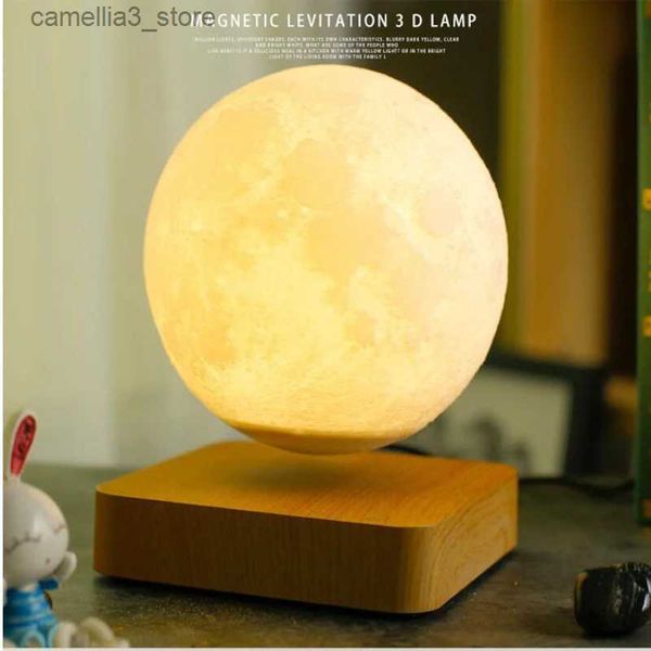 Veilleuses 3D Terre LED Veilleuse Lune Lévitation Magnétique Lumières Chambre Décor Lampes de Table De Noël Cadeau Chambre Bureau Lampe Décorative Q231114