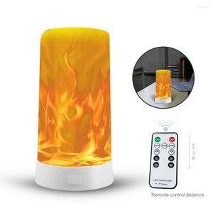 Nachtlichten 3D Fire Flicker Light USB opgeladen binnen-/buitenafschakelbare lantaarnlamp voor Halloween -kerstfeest