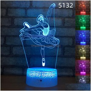 Veilleuses 3D Football Illusion Lampe Lumière 7 Couleurs Changeable Coeur Amour Forme Mti Conception DC 5V USB Drop Livraison Li Dhzuk