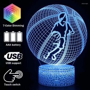 Nachtverlichting 3D Illusie Basketbal Thema Bureaulamp Aanraken LED Licht Thuis Kamer Sport Lampen Decoratie Creatieve Tafellampen Voor Cadeau