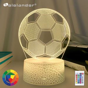 Nachtlichten 3D Illusie Kind Night Light Football Ball Touch Sensor Remote Nightlight For Kids Slaapkamer Decoratie Voetbal Tafellamp Geschenk P230325