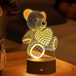 Luces nocturnas lámpara 3D acrílico USB LED LED NIGHT LECH LAMP LAMPA DE NEON Decoraciones navideñas para el dormitorio en casa Decoración de cumpleaños Regalos de boda P230325