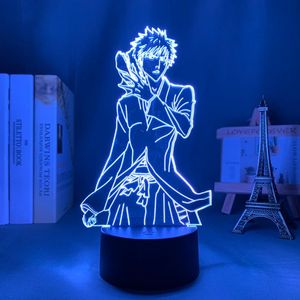 Nachtlichten 3D lamp Anime Bleach Ichigo Kurosaki voor slaapkamer decor nachtlampje cool verjaardag cadeau acryl led licht