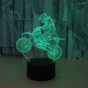 Veilleuses 3D Lampe LED Lumière Moto Rider Action Figure 7 Couleurs TouchTable Décoration Optique Illusion