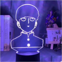 Nachtverlichting 3D Lamp Mob Psycho 100 Shigeo Figuur Nachtlampje Voor Kinderen Kind Slaapkamer Decoratieve Sfeer Colorf Tafel Usb Drop Deli