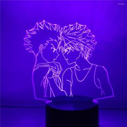 Nachtlichten 3D Lamp X Freecs en Killua LED -licht Anime Figuren Lampara HXH Slaapkamer Decoratie verlichting Home Decor Lampe