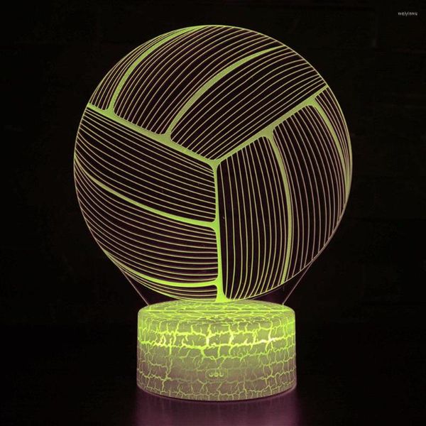 Luces nocturnas 3D LED ilusión voleibol luz deportes lámpara de escritorio niños decoración del hogar cabecera regalos creativos para cumpleaños Navidad