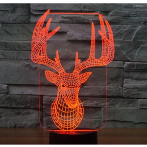 Night Lights 3D LED Light Deer met 7 kleuren voor huizendecoratielamp Verbazingwekkende visualisatie Optische illusie GEWELDIG