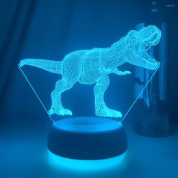 Veilleuses 3D lumière LED série dinosaure lampe de bureau 7/16 couleur tactile télécommande dessin animé lampes de table décor à la maison pour enfant cadeau d'anniversaire