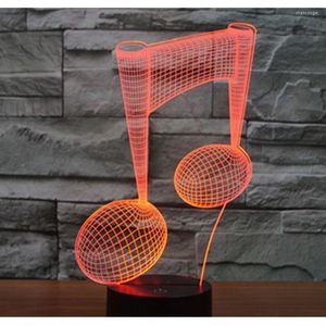 Veilleuses 3D LED Lumière Note de Musique Dynamique Avec 7 Couleurs Pour La Décoration De La Maison Lampe Incroyable Visualisation Instrument De Musique