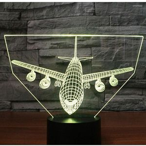 Night Lights 3D LED Light Hang Missile Bomber Positive Venez avec 7 couleurs Avion Avion pour la décoration de la maison Lampe