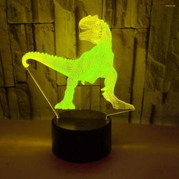 Night Lights 3D LED Light Krachtige Tyrannosaurus Rex Dinosaur met 7 kleuren voor thuisdecoratielamp Verbazingwekkende visualisatie