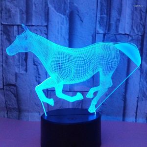 Night Lights 3D LED Light Running Horse Avec 7 Couleurs Pour La Décoration De La Maison Lampe Incroyable Visualisation Optique Illusion Génial
