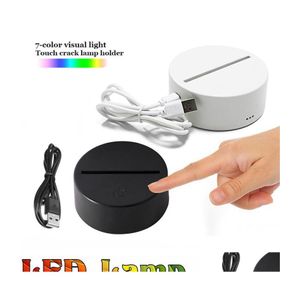 Nachtlichten 3D LED -lichten 7 kleurenaanraakschakelaar Lampbasis voor illusie 4 mm acryl licht paneel 2a batterij of USB -drop levering lampje otzqqqqqqqqqquit