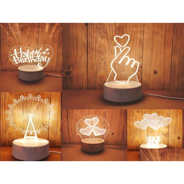 Veilleuses 3D LED Table Light Méduse Hibou Veilleuses Absresin Mtidesign Lampe Pour Enfants Chambre Whole7645958 Drop Livraison Lig Dhqtn