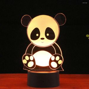 Veilleuses 3D LED colorée Panda Animal lampe tactile enfants interrupteur créatif dessin animé pour cadeau d'anniversaire