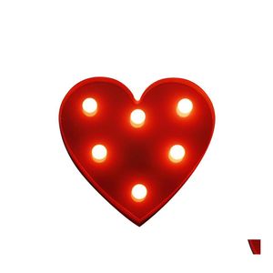 Veilleuses 3D Love Heart Light LED Lampe de table de chambre à coucher pour enfants Veilleuse créative pour la Saint-Valentin romantique Cadeau de Noël pour enfants Dh4Gq