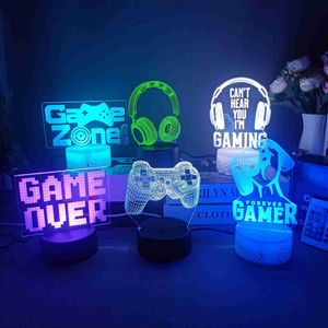 Night Lights 3d Night Lamp Gaming Room Desk Setup Lighting Decor op de tafel Game Console Icon Sensor Licht voor kinderen Bedide Gift Hot P230331