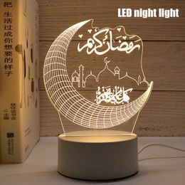 Veilleuses 3D Veilleuse Led Creative Cartoon Château Petite Lampe De Table USB Chambre Lampe De Chevet Acrylique Lumière Chaude Ramadan Décoration 2023 P230331