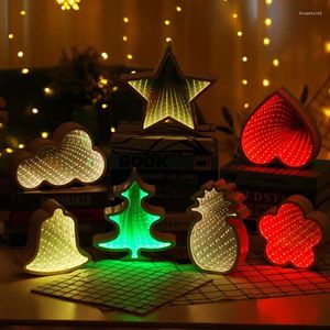 Veilleuses 3D nouveauté étoiles nuage arbre de noël lumière infini miroir Tunnel lampe créative LED pour enfants bébé jouet cadeau