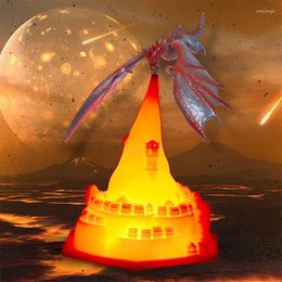 Veilleuses 3D imprimé feu respiration Dragon lampe chambre décor pour enfants volcan LED bureau chambre enfants cadeaux