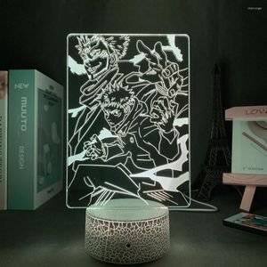 Veilleuses 3D lampe de Table Anime Figure Jujutsu Kaisen Ryomen Sukuna lumière LED pour chambre décor cadeau d'anniversaire Yuji Itadori