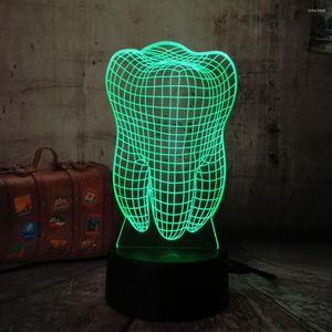 Nachtlichten 3D Tandtanden LED Licht kleurrijke tandarts Dentistratie Decoratie slaapkamer aanraaktafel cool lamp verjaardag kerstspeelgoed