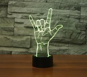 Nachtlichten 3D Touch Illusion Light I Love You Bijftaal 7-kleuren verandering LED TACK LAMP SLAAPKAMER SLAAP BAR Decor Gift USB