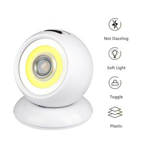 Luces nocturnas 3W COB Ball Lámpara de luz inteligente Inducción Mini LED Sensor de movimiento Luz nocturna Recargable / Batería de pared