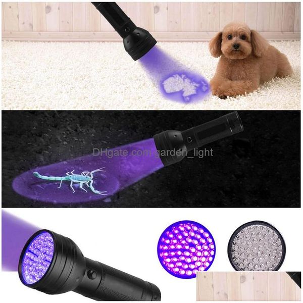 Veilleuses 51 Uv Led Lampe De Poche Scorpion Détecteur Hunter Finder Tra Violet Blacklight Torches Lampe Torche 395Nm 5W Antifake M Dhl5H