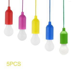 Nachtverlichting 5 stks bruiloft draagbare batterij batterij bediende home decor trek snoer gloeilamp hal festival led lamp heldere hanging