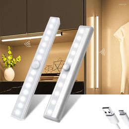 Veilleuses 6/10/30/60 LED PIR capteur de mouvement lumière réglable placard sous armoire pour placard garde-robe escaliers cuisine