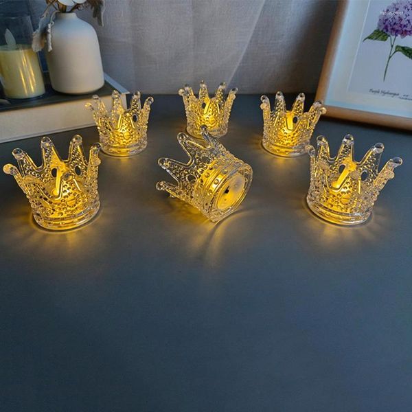 Luces nocturnas 6 uds velas lámpara de mesa transparente sin llama LED luz de las velas adornos de escritorio para el hogar sala de estar decoración de fiesta de Navidad regalo