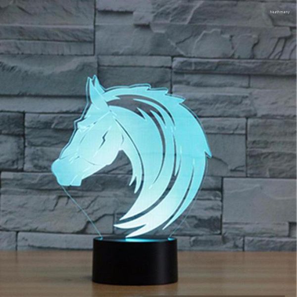 Veilleuses 7 Changement de Couleur Cheval 3d Lampe Multi Touch Led Lumière Visuelle Cadeau Décoration Ambiance Table