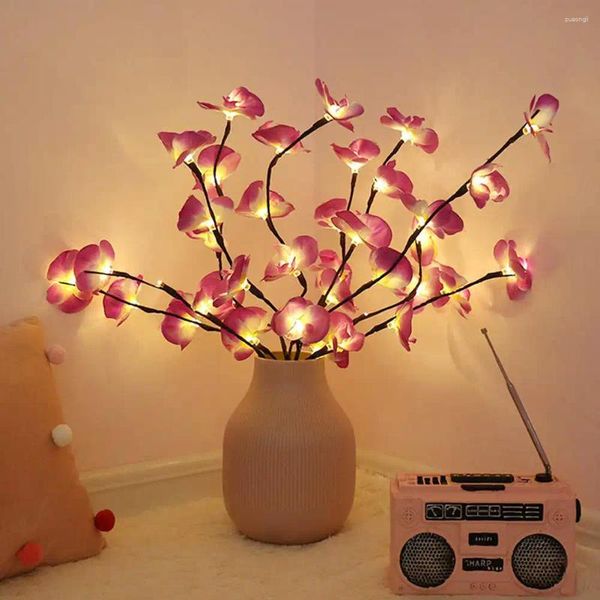 Lumières nocturnes 73cm 20leds simulation Orchid Bouquet Light String LED LED Desktop Vase Flower Branch Lampe pour le décor de fête de vacances