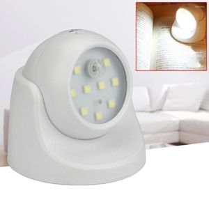 Veilleuses 9 LED capteur de mouvement lumière 360 degrés Rotation sans fil marche/arrêt automatique PIR lampe murale pour intérieur extérieur