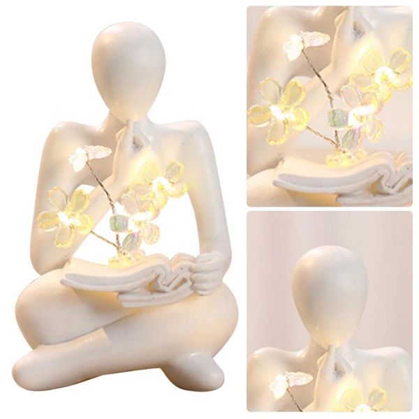 Lumières nocturnes Résumé State Statue Light Resin Sculpture Home Office Decor Figure Lamp Living Room Ornement