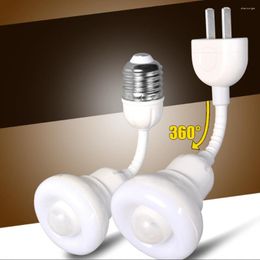 Veilleuses AC220V 3.3W E27 US Plug LED PIR Détecteur infrarouge Détecteur de mouvement Lampe à économie d'énergie Lampes à 360 degrés de rotation