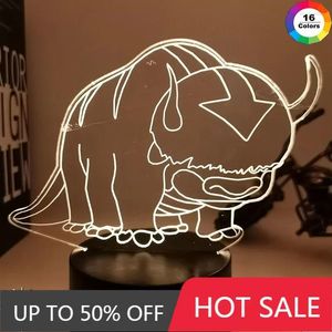 Lumières nocturnes acrylique 3d lampe avatar le dernier Airbender Night Light pour enfants Child Room Decor Legend of Aang Appa Figle Table Light