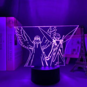 Lumières nocturnes en acrylique 3d LED Light Anime Sword Art Figure en ligne pour décor de chambre à coucher Nightlight Birthday Gift Table Room Lampe Manga S251S