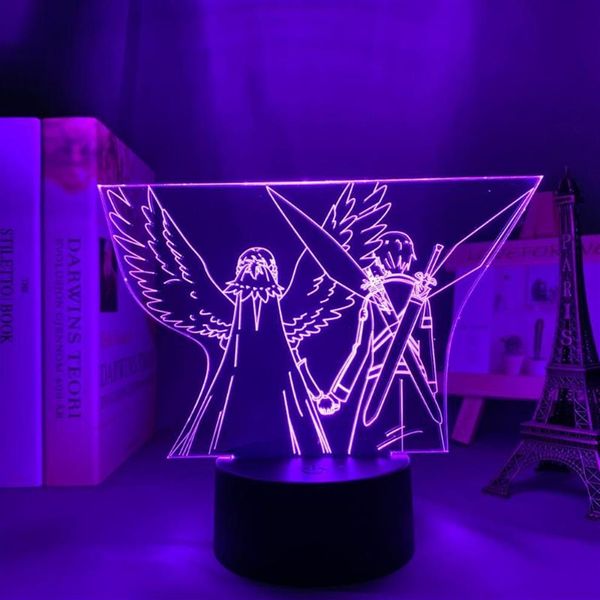 Lumières nocturnes en acrylique 3d LED Light Anime Sword Art Figure en ligne pour décor de chambre Nightlight Birthday Gift Table Coup de chambre Manga S250X
