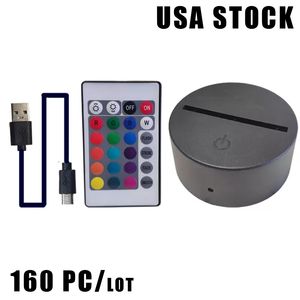 Nachtlichten Acryl Led Light Base USB 3D Tafellampen Holder afstandsbediening/aanraakschakelaar voor bruiloft Festival Home Slaapkamer Decoratie Crestech Stock USA