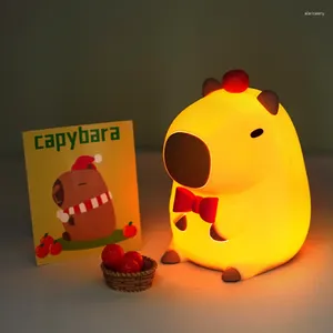 Luces de noche Adorable silicona LED Capybara luz animal lámpara sensor táctil luz nocturna niños niño cabecera dormitorio decoración regalo de cumpleaños
